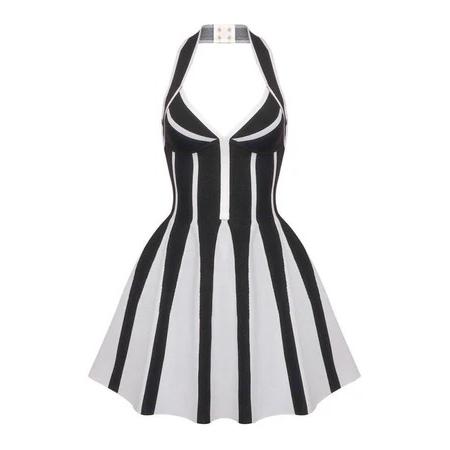 Črno-bela elegantna halter obleka Acsa Črno-bela elegantna halter obleka Acsa